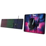 Combo teclado mouse y mousepad gaming RGB XTech Hasha XTK-535S - Tamaño full size - Conexion USB - Español - Color Negro