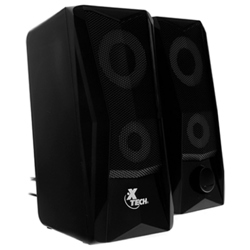 Bocinas XTech estereo 2.0 4W Incendio XTS-130 - Luces LED - Conexion 3.5mm y USB - Coor Negro