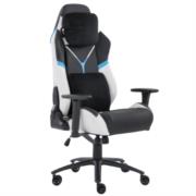 Silla Gamer Xzeal XZ40IS Cuero Foam Reclinable 180° Base de metal Piston clase 4 150Kgs Brazos 3D Negro-Blanco-Azul