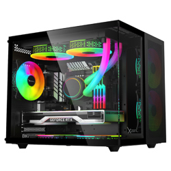 Gabinete Xzeal CUBO Mini-Tower Micro-ATX/Mini-ITX USB 2.0/3.0 sin Fuente 3 Ventiladores Instalados Negro