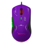 Mouse Gamer XZ-401 RGB 7 200 Dpi 6 botones Conexion USB 1.5m Morado-Verde