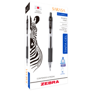 Bolígrafo Zebra Sarasa Retráctil Punto Fino 0.5mm Tinta Gel Color Negro C/6 Pzas