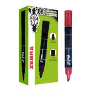 Marcador Permanente Zebra Z-PM Bold Punta Cincel 0.5mm Color Rojo C/12 Pzas