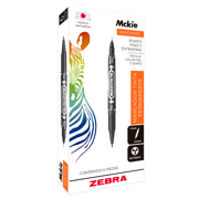 Marcador Permanente Zebra Mckie Doble Punta Fina/Extra Fina Color Negro C/6 Pzas